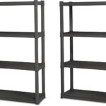 Sterilite 2-Pack 4 Shelf Unit, Heavy-Duty Shelving Storage and Utility Rack – Standing Plastic Organizer Shelves for Kitchen, Bathroom, and Garage