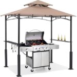 ABCCANOPY 8x5 Grill Gazebo with LED Light, Khaki