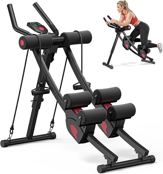 71Zv9vxDZkL._AC_SX569_.jpg MERACH Ab Machine, Adjustable Ab Trainer Machine, AB Workout Equipment for Home Gym, Independent Dual Tracks for Mountain Climber, Foldable for Home Exercise, Load Capacity 440 LBS - Image 1