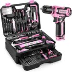 Pink Tool Kit Box Drill Set：DEKOPRO Home Mechanic Toolbox with 12V Power Cordless Drill Hand Repair Tools Sets Combo Kits Storage Organizer Drawer Case for Men & Women