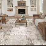 8x10 Washable Abstract Area Rug, Brown & Grey