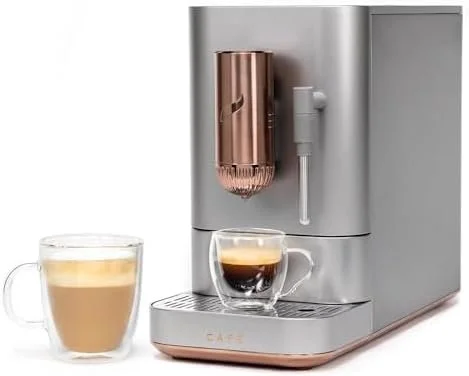 jhgfd1-2.webp Café Affetto Automatic Espresso Machine + Milk Frother | Built-In & Adjustable Espresso Bean Grinders | One-Touch Brew in 90 Seconds | Steel Silver, 1.2 Liter, (C7CEBBS2RS3) - Image 1